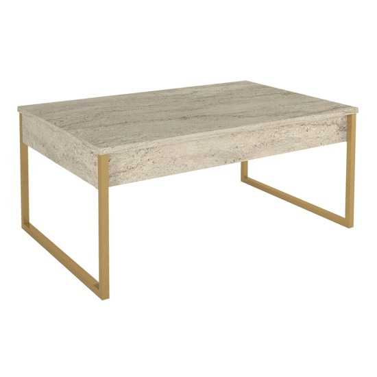 Τραπεζάκι σαλονιού Orontes Megapap χρώμα travertine - χρυσό 90x59,6x40εκ. Τραπεζάκι σαλονιού Orontes Megapap χρώμα travertine - χρυσό 90x59,6x40εκ.