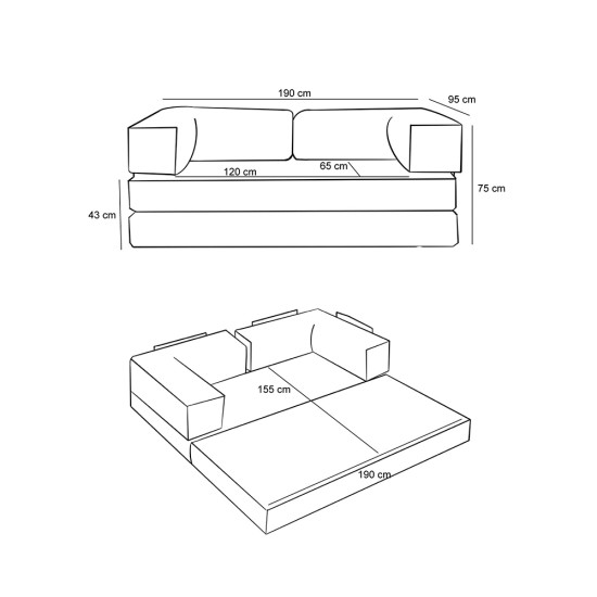 Καναπές - κρεβάτι Comfort Megapap τριθέσιος υφασμάτινος χρώμα ανθρακί 190x95x75εκ. Καναπές - κρεβάτι Comfort Megapap τριθέσιος υφασμάτινος χρώμα ανθρακί 190x95x75εκ.