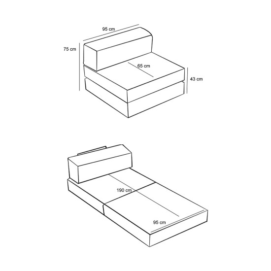 Πολυθρόνα - κρεβάτι Comfort Megapap υφασμάτινη χρώμα μέντα 95x95x75εκ. Πολυθρόνα - κρεβάτι Comfort Megapap υφασμάτινη χρώμα μέντα 95x95x75εκ.