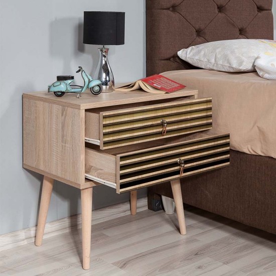 Κομοδίνο Soho Megapap χρώμα sonoma 60x40x61εκ. Κομοδίνο Soho Megapap χρώμα sonoma 60x40x61εκ.
