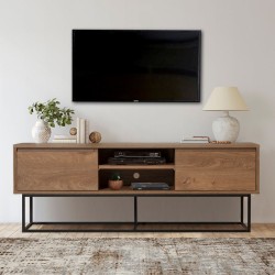 Έπιπλο τηλεόρασης Amedeo Megapap χρώμα καρυδί 140x40x50εκ.