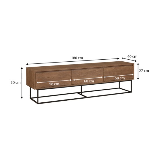 Έπιπλο τηλεόρασης Amedeo Megapap χρώμα καρυδί 180x40x50εκ. Έπιπλο τηλεόρασης Amedeo Megapap χρώμα καρυδί 180x40x50εκ.
