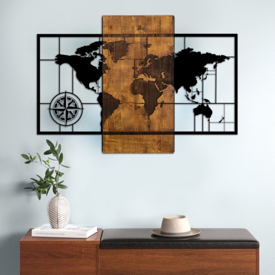 Διακοσμητικό τοίχου World Map Megapap ξύλινο - μεταλλικό χρώμα καρυδί - μαύρο 85x3x58εκ. Διακοσμητικό τοίχου World Map Megapap ξύλινο - μεταλλικό χρώμα καρυδί - μαύρο 85x3x58εκ.