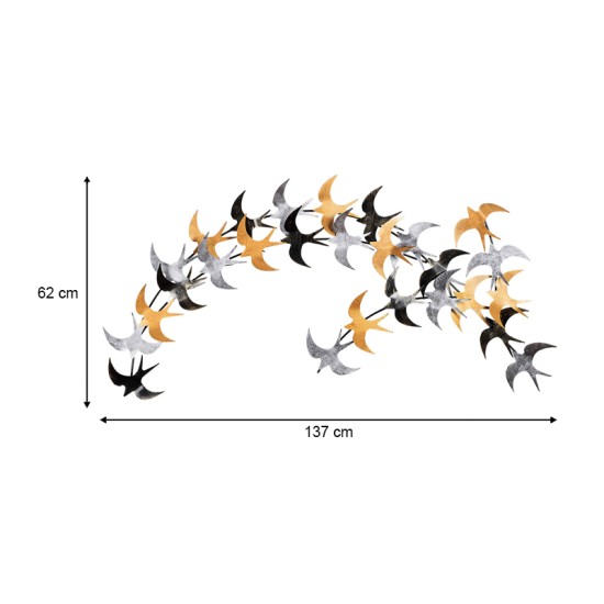 Διακοσμητικό τοίχου Birds Megapap μεταλλικό χρώμα μαύρο - bronze - ασημί 137x62εκ. Διακοσμητικό τοίχου Birds Megapap μεταλλικό χρώμα μαύρο - bronze - ασημί 137x62εκ.