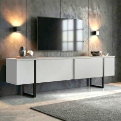 Έπιπλο τηλεόρασης Luxe Megapap χρώμα λευκό - μαύρο 180x30x50εκ. Έπιπλο τηλεόρασης Luxe Megapap χρώμα λευκό - μαύρο 180x30x50εκ.