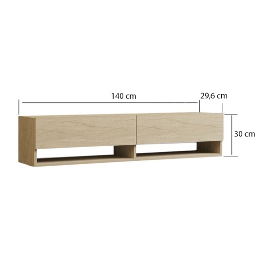Έπιπλο τηλεόρασης επιτοίχιο Arges Megapap χρώμα travertine 140x29,6x30εκ.