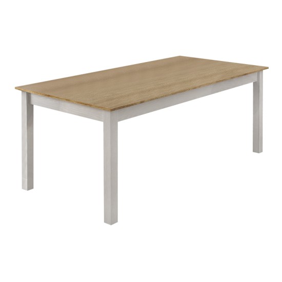 Τραπέζι Fira Megapap χρώμα λευκό - φυσικό οξιάς 180x90x78εκ.