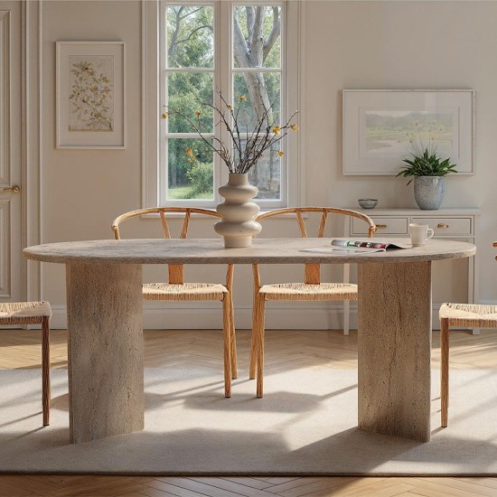Τραπέζι Sablin Megapap χρώμα travertine 180x89,5x75εκ. Τραπέζι Sablin Megapap χρώμα travertine 180x89,5x75εκ.