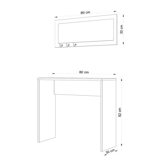 Κονσόλα με καθρέπτη Cosenza Megapap χρώμα oak 80x30x82εκ. Κονσόλα με καθρέπτη Cosenza Megapap χρώμα oak 80x30x82εκ.