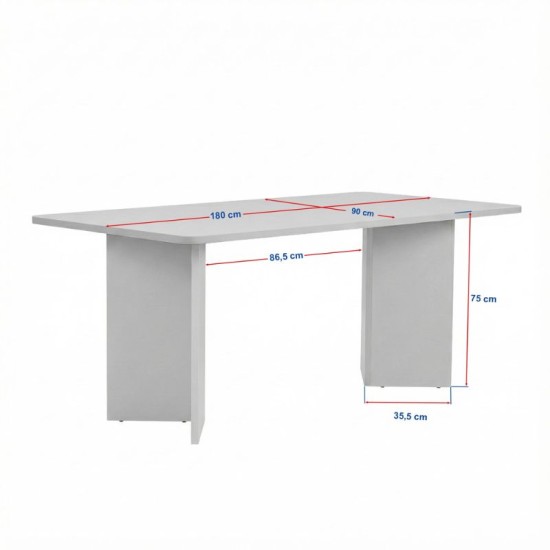 Τραπέζι Linza Megapap χρώμα λευκό 180x90x75εκ. Τραπέζι Linza Megapap χρώμα λευκό 180x90x75εκ.