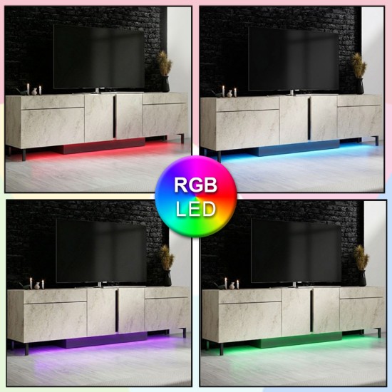 Έπιπλο τηλεόρασης Arlen Megapap με Led Rgb χρώμα travertine 180x32x50εκ. Έπιπλο τηλεόρασης Arlen Megapap με Led Rgb χρώμα travertine 180x32x50εκ.