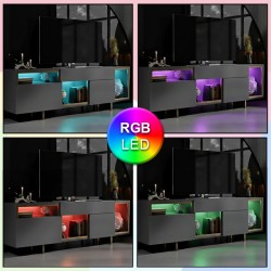 Έπιπλο τηλεόρασης Norm Megapap με Led Rgb χρώμα ανθρακί - χρυσό 180x32x55εκ. Έπιπλο τηλεόρασης Norm Megapap με Led Rgb χρώμα ανθρακί - χρυσό 180x32x55εκ.