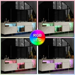Έπιπλο τηλεόρασης Norm Megapap με Led Rgb χρώμα travertine - χρυσό 180x32x55εκ. Έπιπλο τηλεόρασης Norm Megapap με Led Rgb χρώμα travertine - χρυσό 180x32x55εκ.