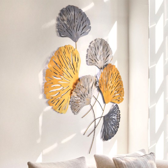 Διακοσμητικό τοίχου Metal Flower Megapap μεταλλικό χρώμα bronze - ασημί 75x100εκ.