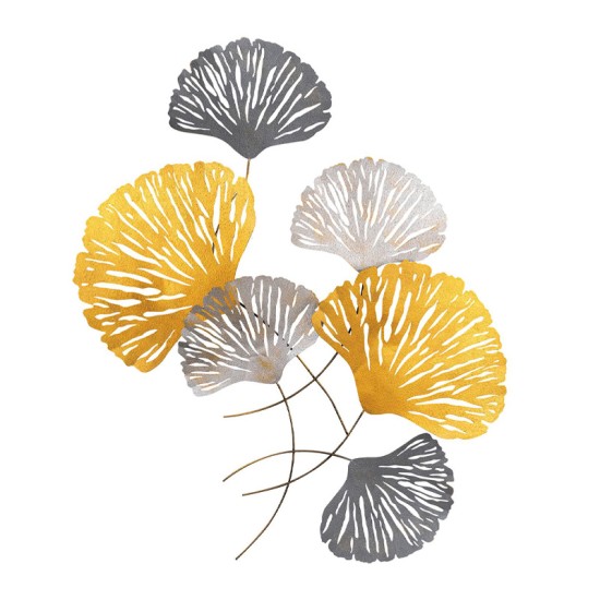 Διακοσμητικό τοίχου Metal Flower Megapap μεταλλικό χρώμα bronze - ασημί 75x100εκ.