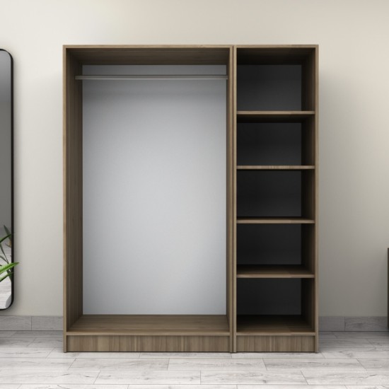 Ντουλάπα ρούχων Victoria Megapap τρίφυλλη χρώμα καρυδί 150x60x181εκ. Ντουλάπα ρούχων Victoria Megapap τρίφυλλη χρώμα καρυδί 150x60x181εκ.