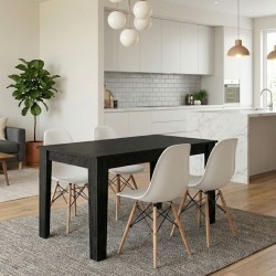 Σετ τραπεζαρία 5τμχ Darlen - Nova Megapap χρώμα sencron black - λευκό 125x72x74εκ.