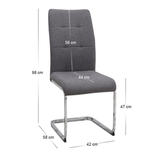 Σετ τραπεζαρία 5τμχ Darlen - Laura Megapap χρώμα sencron black - γκρι 125x72x74εκ.