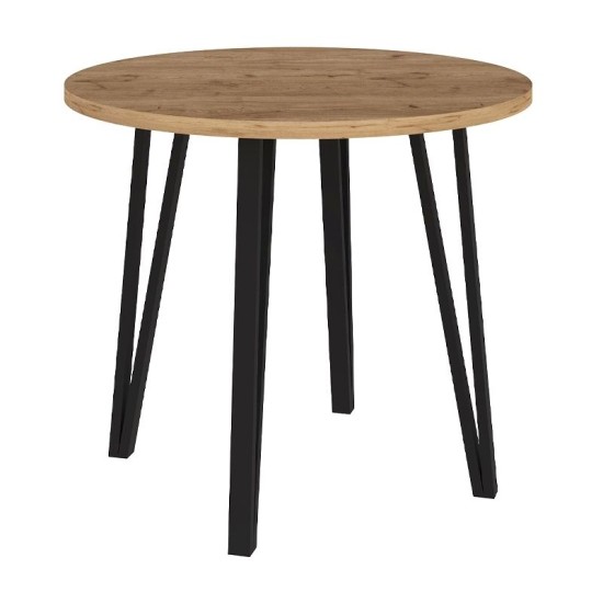 Σετ τραπεζαρία 5τμχ Xana - Nova Megapap χρώμα sepet oak - μαύρο Ø90x77,5εκ.