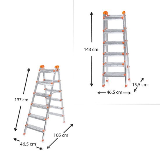 Σκάλα Double Step Perilla μεταλλική 6+6 σκαλοπάτια 137εκ. Σκάλα Double Step Perilla μεταλλική 6+6 σκαλοπάτια 137εκ.