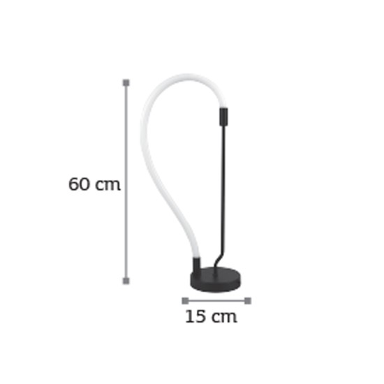 InLight Επιτραπέζιο φωτιστικό LED 18W 3000K από μαύρο μέταλλο και σωλήνα σιλικόνης D:60cm (3010)