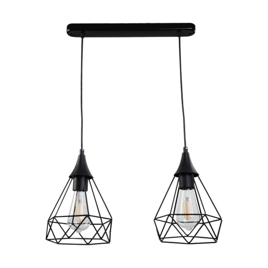 InLight Κρεμαστό φωτιστικό από μαύρο μέταλλο 2XE27 D:40cm (4024-2-BL-RAIL) InLight Κρεμαστό φωτιστικό από μαύρο μέταλλο 2XE27 D:40cm (4024-2-BL-RAIL)