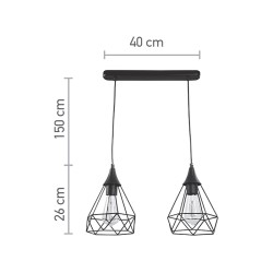 InLight Κρεμαστό φωτιστικό από μαύρο μέταλλο 2XE27 D:40cm (4024-2-BL-RAIL) InLight Κρεμαστό φωτιστικό από μαύρο μέταλλο 2XE27 D:40cm (4024-2-BL-RAIL)
