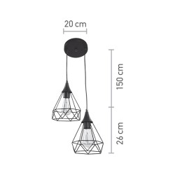 InLight Κρεμαστό φωτιστικό από μαύρο μέταλλο 2XE27 D:20cm (4024-2-BL-ROSETTE) InLight Κρεμαστό φωτιστικό από μαύρο μέταλλο 2XE27 D:20cm (4024-2-BL-ROSETTE)