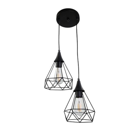 InLight Κρεμαστό φωτιστικό από μαύρο μέταλλο 2XE27 D:20cm (4024-2-BL-ROSETTE) InLight Κρεμαστό φωτιστικό από μαύρο μέταλλο 2XE27 D:20cm (4024-2-BL-ROSETTE)