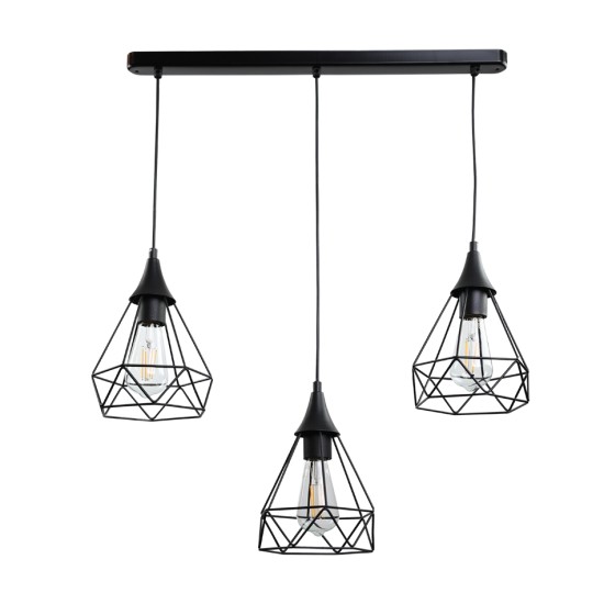 InLight Κρεμαστό φωτιστικό από μαύρο μέταλλο 3XE27 D:60cm (4024-3-BL-RAIL) InLight Κρεμαστό φωτιστικό από μαύρο μέταλλο 3XE27 D:60cm (4024-3-BL-RAIL)