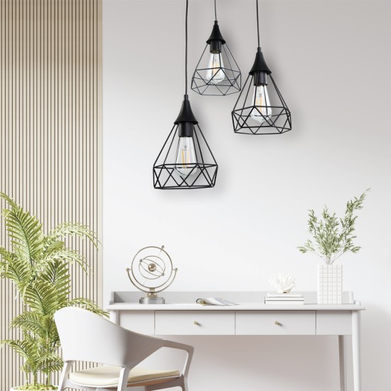 InLight Κρεμαστό φωτιστικό από μαύρο μέταλλο 3XE27 D: 30cm (4024-3-BL-ROSETTE) InLight Κρεμαστό φωτιστικό από μαύρο μέταλλο 3XE27 D: 30cm (4024-3-BL-ROSETTE)