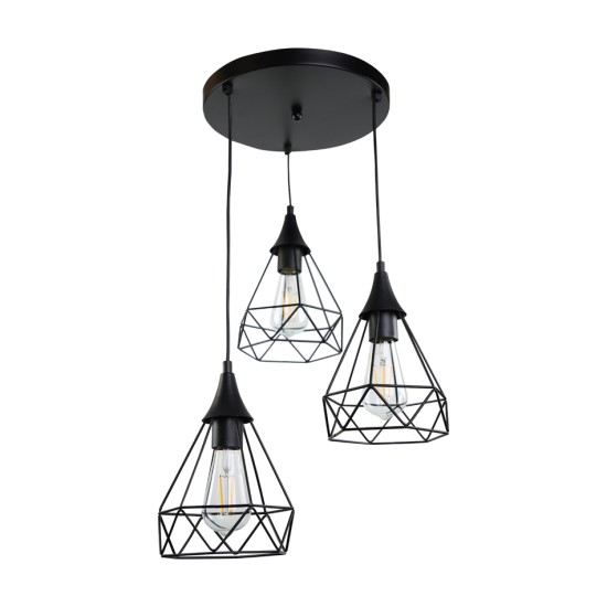 InLight Κρεμαστό φωτιστικό από μαύρο μέταλλο 3XE27 D: 30cm (4024-3-BL-ROSETTE) InLight Κρεμαστό φωτιστικό από μαύρο μέταλλο 3XE27 D: 30cm (4024-3-BL-ROSETTE)