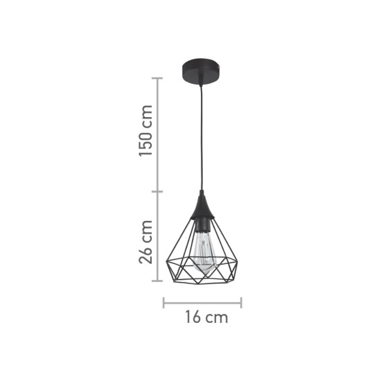 InLight Κρεμαστό φωτιστικό από μαύρο μέταλλο 1XE27 D:16cm (4024-BL) InLight Κρεμαστό φωτιστικό από μαύρο μέταλλο 1XE27 D:16cm (4024-BL)