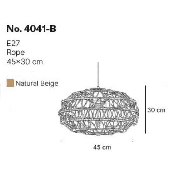 InLight Κρεμαστό Φωτιστικό από σχοινί 1xE27 D:45cm (4041-B)