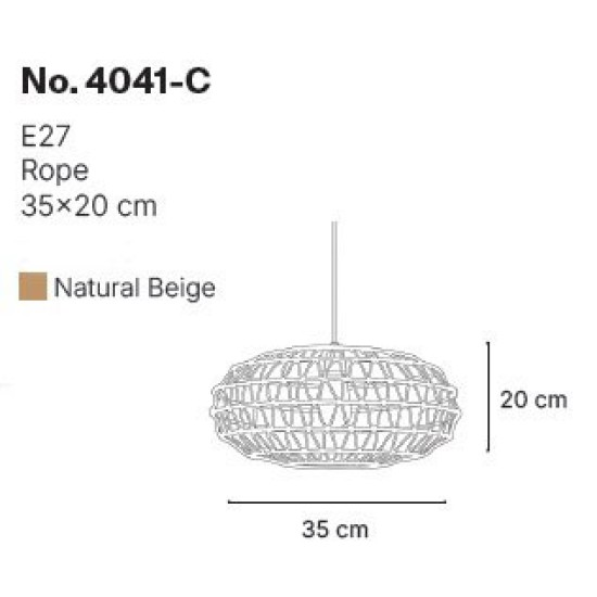InLight Κρεμαστό Φωτιστικό από σχοινί 1xE27 D:35cm (4041-C) InLight Κρεμαστό Φωτιστικό από σχοινί 1xE27 D:35cm (4041-C)