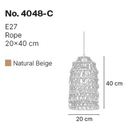 InLight Κρεμαστό Φωτιστικό από σχοινί 1xE27 D:20cm (4048-C)