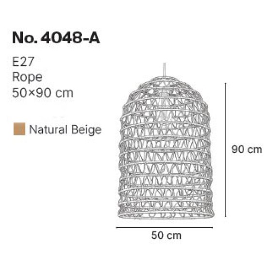 InLight Κρεμαστό Φωτιστικό από σχοινί 1xE27 D:50cm (4048-A)