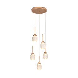 Inlight Κρεμαστό φωτιστικό LED 5*10W από χρυσαφί μέταλλο και ακρυλικό D:30x200cm (4077-5-Golden)