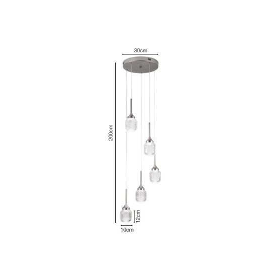 Inlight Κρεμαστό φωτιστικό LED 5*10W από χρυσαφί μέταλλο και ακρυλικό D:30x200cm (4077-5-Golden) Inlight Κρεμαστό φωτιστικό LED 5*10W από χρυσαφί μέταλλο και ακρυλικό D:30x200cm (4077-5-Golden)
