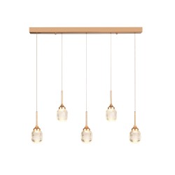 Inlight Κρεμαστό φωτιστικό LED 5*10W από χρυσαφί μέταλλο και ακρυλικό D:60x200cm (4077R-5-Golden)