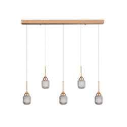 Inlight Κρεμαστό φωτιστικό LED 5*10W από χρυσαφί μέταλλο και ακρυλικό D:60x200cm (4077R-5-Golden)