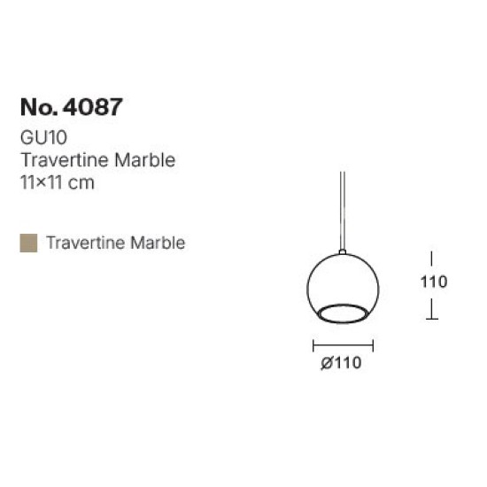 InLight Κρεμαστό φωτιστικό γκρι από travertine marble 1XGU10 D:11 x 11cm (4087)