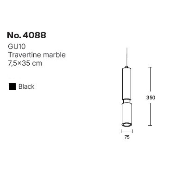 InLight Κρεμαστό φωτιστικό γκρι από travertine marble 1XGU10 D:7,5 x 35cm (4088)