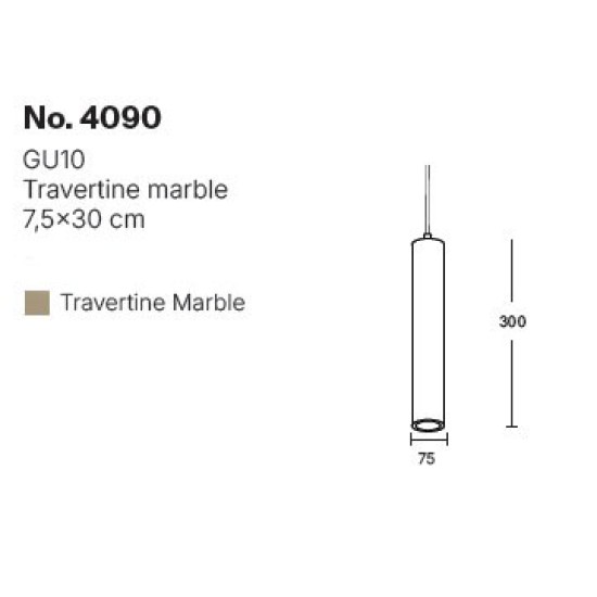 InLight Κρεμαστό φωτιστικό γκρι από travertine marble 1XGU10 D:7,5 x 30cm (4090) InLight Κρεμαστό φωτιστικό γκρι από travertine marble 1XGU10 D:7,5 x 30cm (4090)