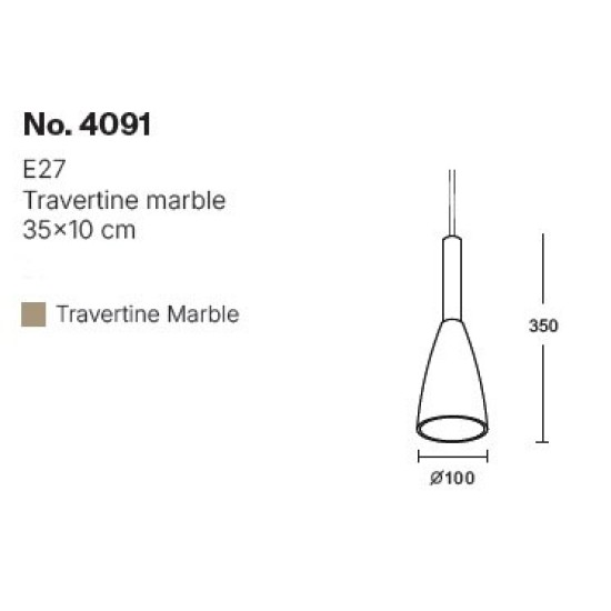 InLight Κρεμαστό φωτιστικό γκρι από travertine marble 1XΕ27 D:10 x 35cm (4091)