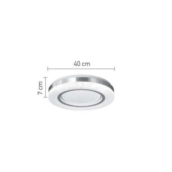 InLight Πλαφονιέρα οροφής LED 27W 3CCT (by tuya) από λευκό και ασημί ακρυλικό D:40cm (42016-B)