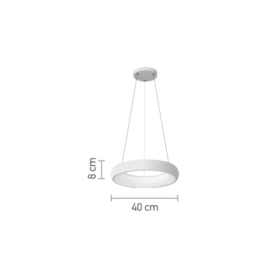InLight Κρεμαστό φωτιστικό led 24W 3CCT από λευκό ακρυλικό D:40cm (42023-B-White)