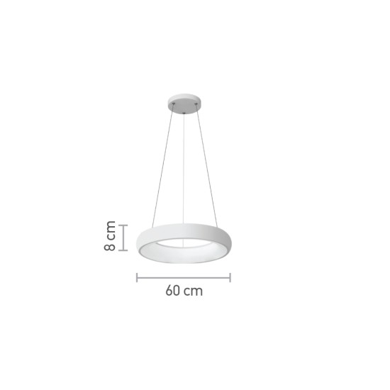 InLight Κρεμαστό φωτιστικό LED 36W 3CCT από λευκό ακρυλικό D:60cm (42023-A-White) InLight Κρεμαστό φωτιστικό LED 36W 3CCT από λευκό ακρυλικό D:60cm (42023-A-White)