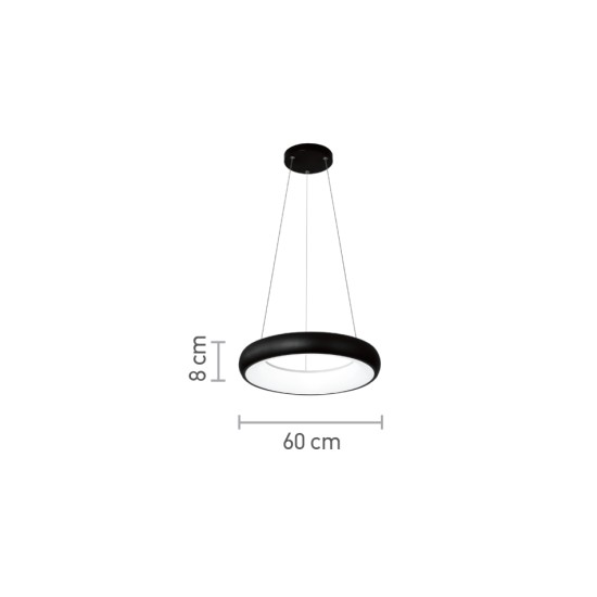 InLight Κρεμαστό φωτιστικό LED 36W 3CCT από μαύρο και λευκό ακρυλικό D:60cm (42023-Α-Black) InLight Κρεμαστό φωτιστικό LED 36W 3CCT από μαύρο και λευκό ακρυλικό D:60cm (42023-Α-Black)