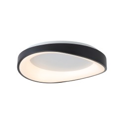 InLight Πλαφονιέρα οροφής LED 36W 3CCT (by tuya) από μαύρο μέταλλο και λευκό ακρυλικό D:52cm (42033-Black)